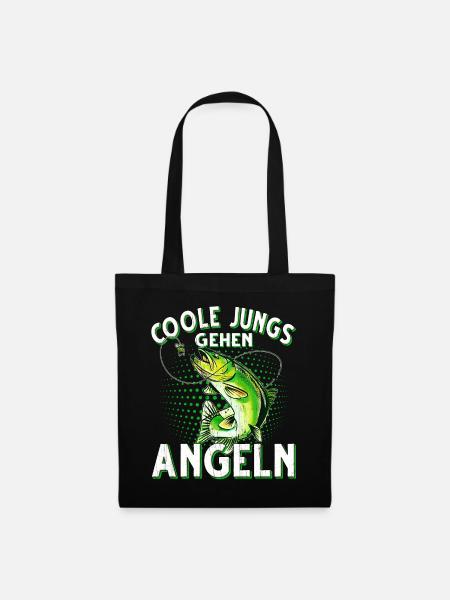 Coole Jungs Gehen Angeln Fischen Angler - Stoffbeutel - Schwarz