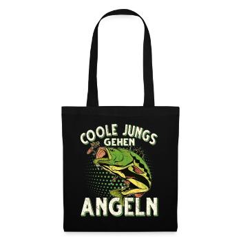 Coole Jungs Gehen Angeln Fischen Angler - Stoffbeutel - Schwarz - Vorne