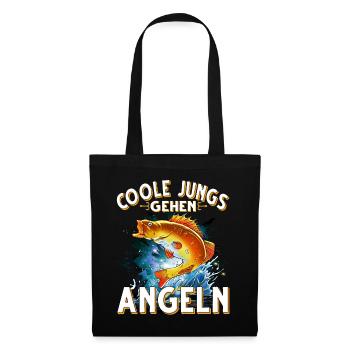 Coole Jungs Gehen Angeln Fischen Angler - Stoffbeutel - Schwarz - Vorne