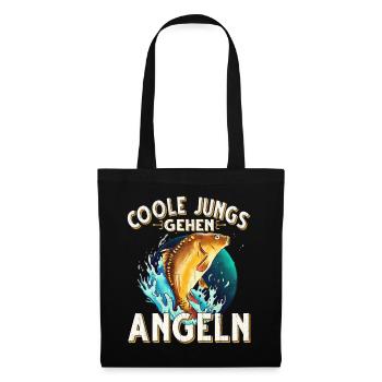 Coole Jungs Gehen Angeln Fischen Angler - Stoffbeutel - Schwarz - Vorne
