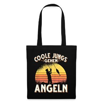 Coole Jungs Gehen Angeln Fischen Angler - Stoffbeutel - Schwarz - Vorne