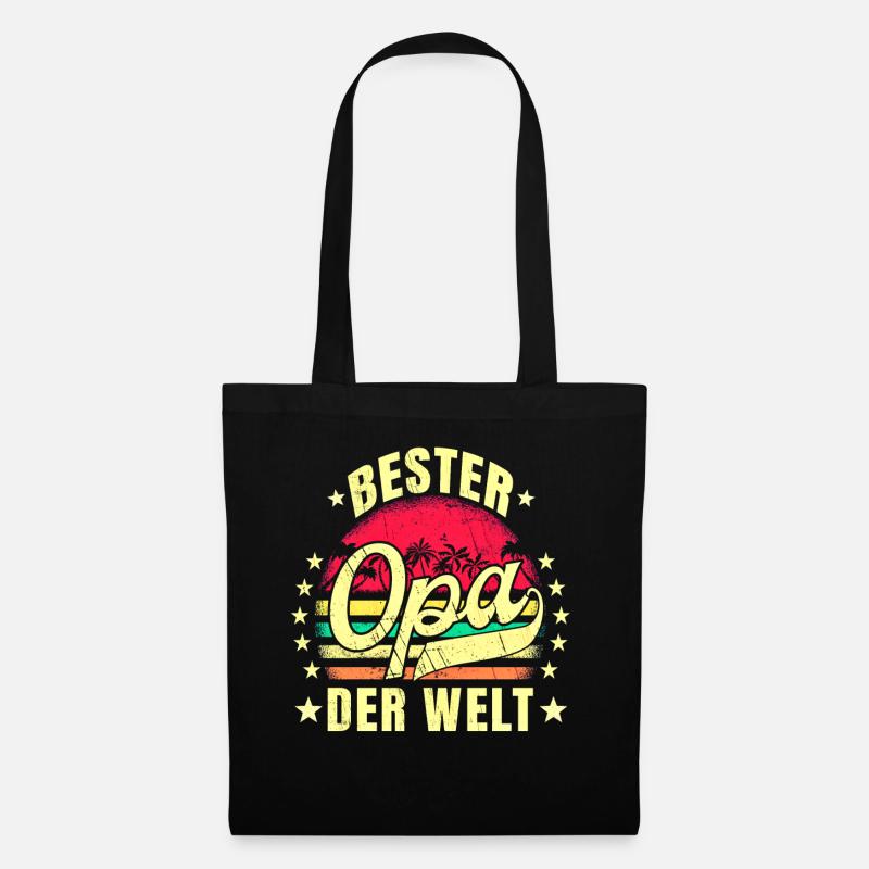 Bester Opa der Welt Geburtstag Opa Retro Bester - Stoffbeutel - Schwarz