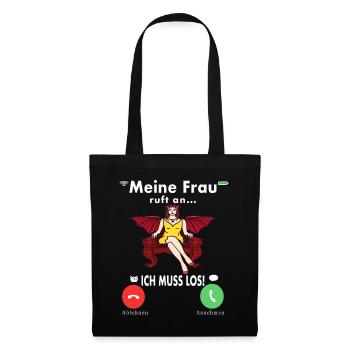 Meine Frau Teufel Lustig Humor Hochzeitstag - Stoffbeutel - Schwarz - Vorne