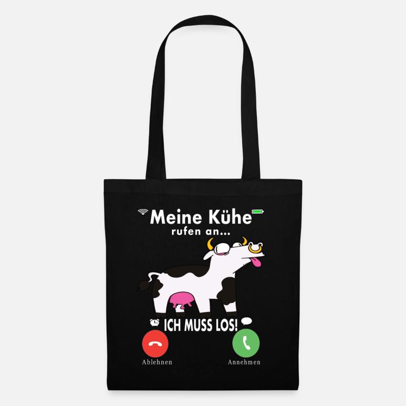 Meine Kühe rufen an Bauer Tier Landwirtschaft - Stoffbeutel - Schwarz
