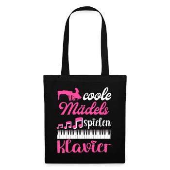 Coole Mädels spielen Klavier Damen - Stoffbeutel - Schwarz - Vorne