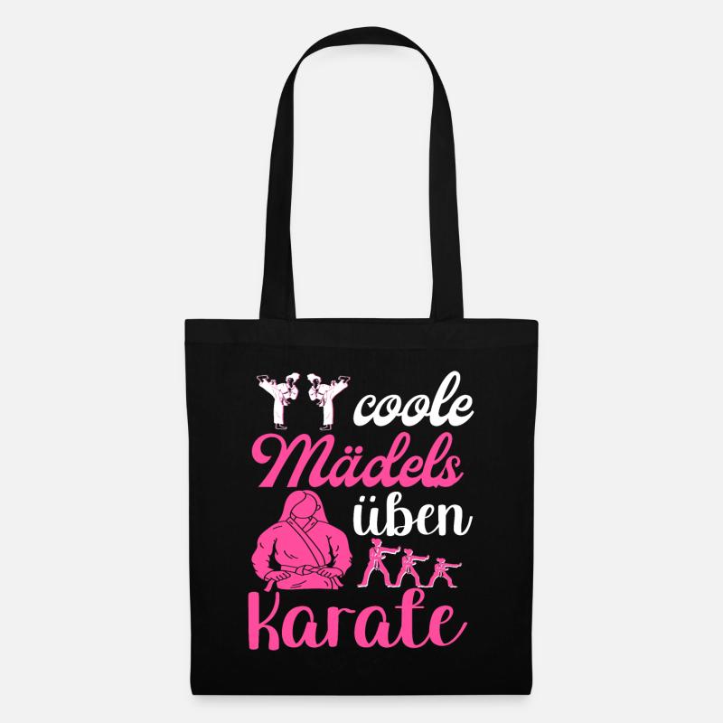 Damen Frauen Mädchen Karate - Stoffbeutel - Schwarz