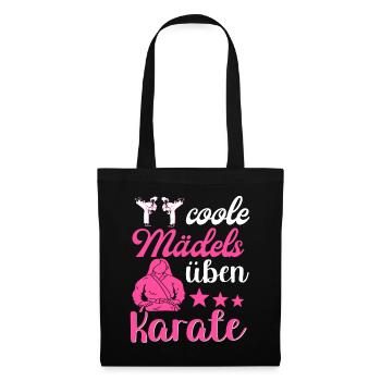 Damen Frauen Mädchen Karate - Stoffbeutel - Schwarz - Vorne