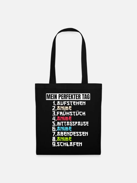 Anime Merch Kawaii Manga Damen Herren Kinder - Stoffbeutel - Schwarz