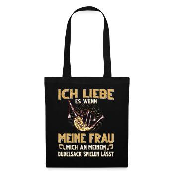 Dudelsack Musikverein Sackpfeifer Musiker - Stoffbeutel - Schwarz - Vorne