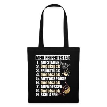 Dudelsack Musikverein Sackpfeifer Musiker - Stoffbeutel - Schwarz - Vorne