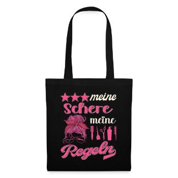 Meine Schere Meine Regeln Frisör Frisörin Friseur - Stoffbeutel - Schwarz - Vorne