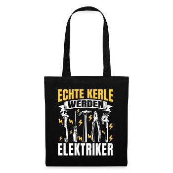 Elektroniker Humor lustiger Spruch Elektriker - Stoffbeutel - Schwarz - Vorne