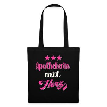 Apothekerin mit Herz Pharmazie Apotheke - Stoffbeutel - Schwarz - Vorne