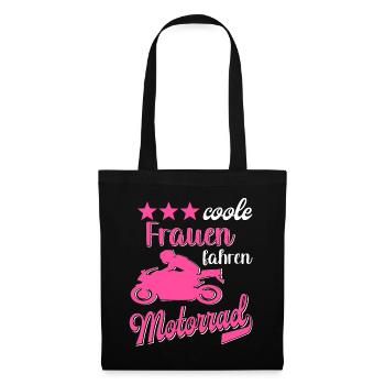 Motorrad Frauen Motorradfahrerin Bikerin - Stoffbeutel - Schwarz - Vorne