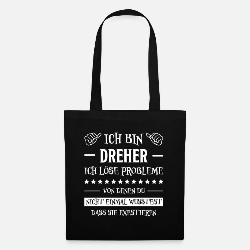 Dreher Fun Spruch Drehmaschinen Dreher Geschenk - Stoffbeutel - Schwarz