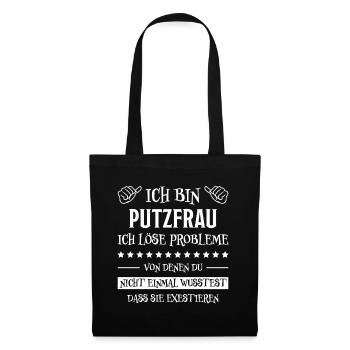 Putzfrau Haushalt Spruch Reinigungskraft Geschenk - Stoffbeutel - Schwarz - Vorne