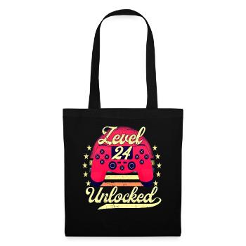 Niveau 24 Hommes débloqués Gamer Birthday Level - Sac en tissu - noir - Devant