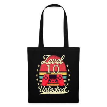 Level 10 Unlocked Gaming Jungen Mädchen Gamer 10. - Stoffbeutel - Schwarz - Vorne