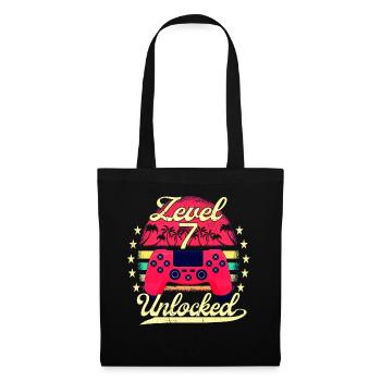 Level 7 Unlocked Gaming Jungen Mädchen Gamer 7. - Stoffbeutel - Schwarz - Vorne