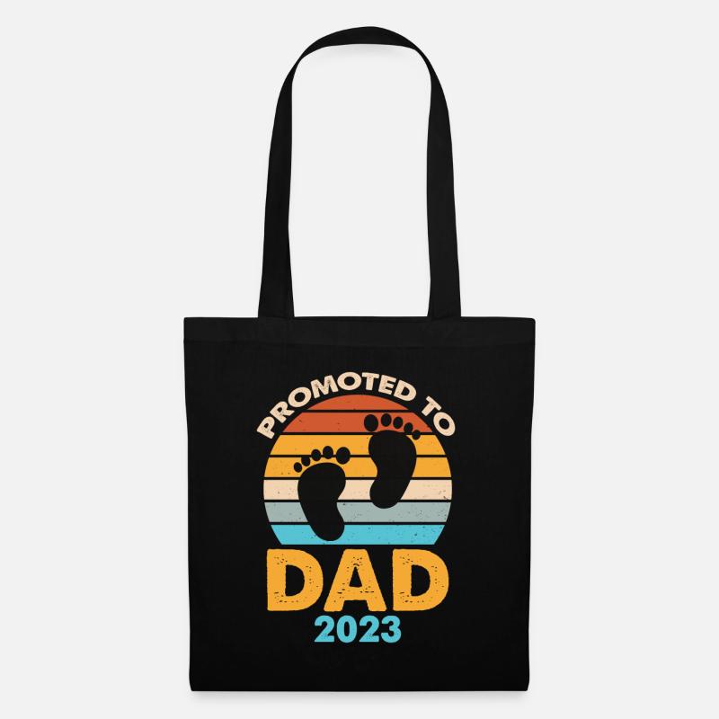 Promoted To Dad 2023 Retro Sunset - Stoffbeutel - Schwarz