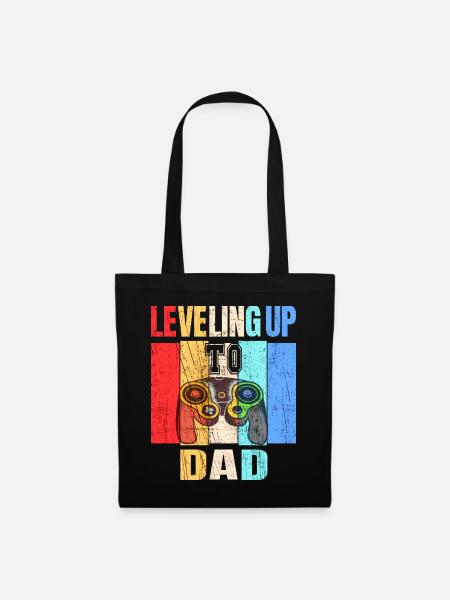 leveling up to dad schwangerschaft verkünden - Stoffbeutel - Schwarz