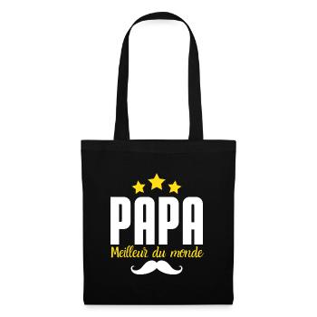 Idée cadeau papa meilleur du monde - Sac en tissu - noir - Devant