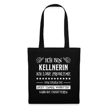 Kellnerin Lustig Spruch Serviererin Beruf Geschenk - Stoffbeutel - Schwarz - Vorne