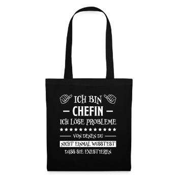 Chefin Mama Lustiger Spruch Familie Beruf Geschenk - Stoffbeutel - Schwarz - Vorne