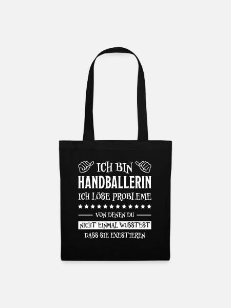 Handball Lustiger Spruch Handballerin Geschenk - Stoffbeutel - Schwarz