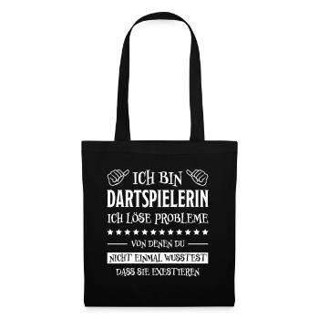 Dartspielerin Witz Spruch Darts Dartpfeil Geschenk - Stoffbeutel - Schwarz - Vorne