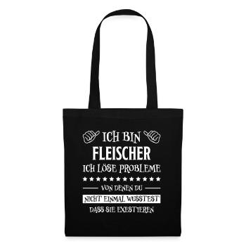Fleischer Metzger Lustig Spruch Fleischer Geschenk - Stoffbeutel - Schwarz - Vorne