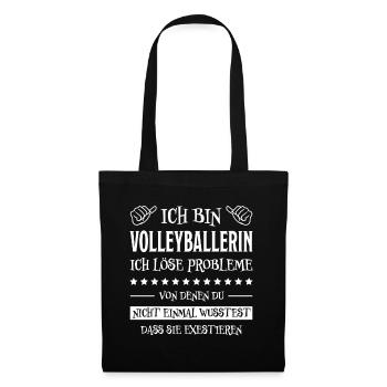 Volleyballerin Spruch Fun Beachvolleyball Geschenk - Stoffbeutel - Schwarz - Vorne