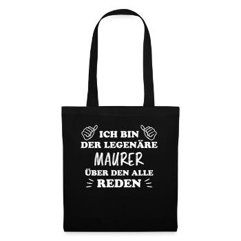 Maurer Lustiger Spruch Baustelle Maurer Geschenk - Stoffbeutel - Schwarz - Vorne