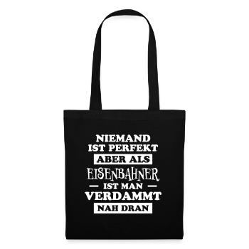 Eisenbahner Spruch Eisenbahn Lokführer Geschenk - Stoffbeutel - Schwarz - Vorne