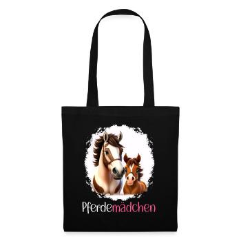 Pferdemädchen Pferdeshirt Pferd Mädchen Fohlen - Stoffbeutel - Schwarz - Vorne