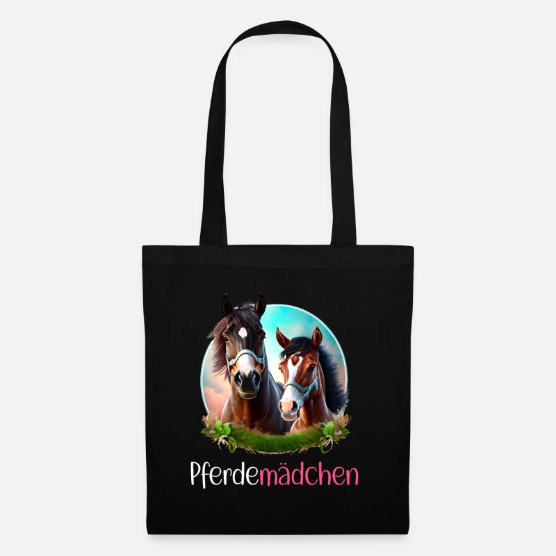 Pferdemädchen Pferdeshirt Pferd Fohlen Mädchen - Stoffbeutel - Schwarz