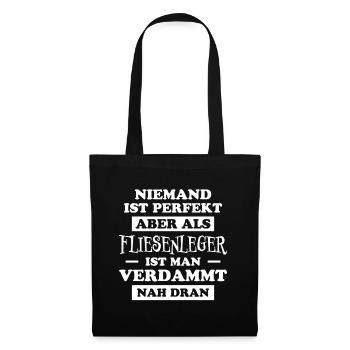 Fliesenleger Lustig Spruch Job Bodenleger Geschenk - Stoffbeutel - Schwarz - Vorne
