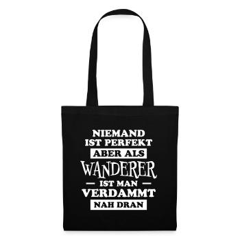 Wanderer Outdoor Lustiger Spruch Wandern Geschenk - Stoffbeutel - Schwarz - Vorne