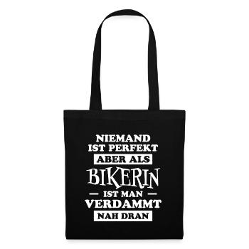 Bikerin Spruch Motorrad Lustiges Bikerin Geschenk - Stoffbeutel - Schwarz - Vorne