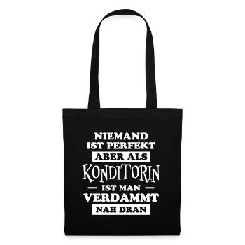 Konditorin Spruch Backen Witz Konditorin Geschenk - Stoffbeutel - Schwarz - Vorne