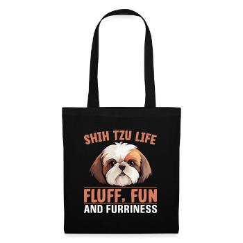 Shih Tzu Life Fluff Fun et fourrure - Sac en tissu - noir - Devant