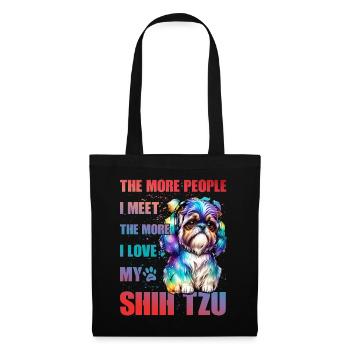 Plus je rencontre de gens, plus j’aime mon Shih Tzu - Sac en tissu - noir - Devant