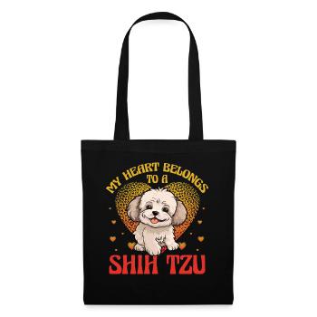 Mon cœur appartient à un Shih Tzu - Sac en tissu - noir - Devant