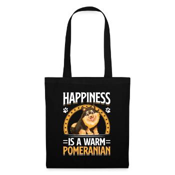 Happiness is a warm Pomeranian - Stoffbeutel - Schwarz - Vorne