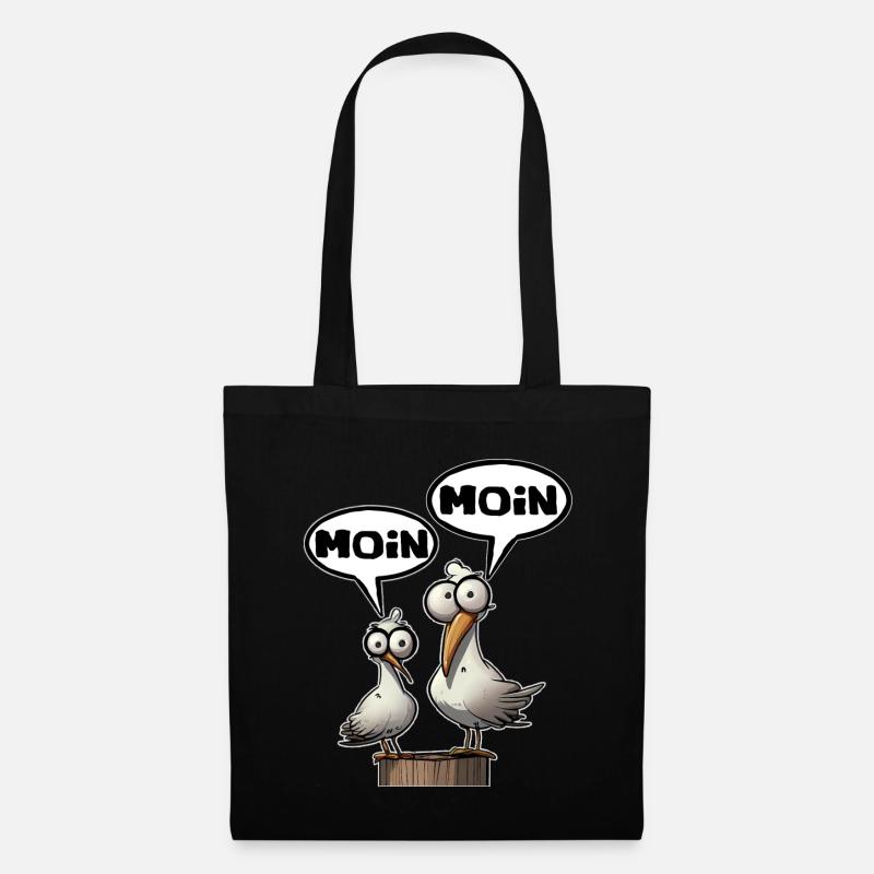 moin moin die Möwe - Moin Shirt - Stoffbeutel - Schwarz