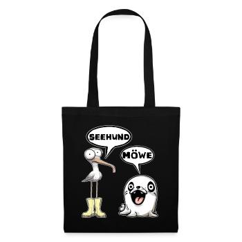 seehund möwe - Stoffbeutel - Schwarz - Vorne