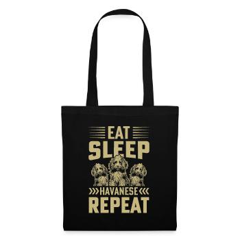 Eat Sleep Havanese Repeat - Stoffbeutel - Schwarz - Vorne