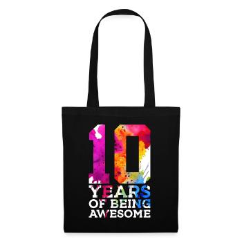 10 YEARS OF BEING AWESOME 10. GEBURTSTAG - Stoffbeutel - Schwarz - Vorne