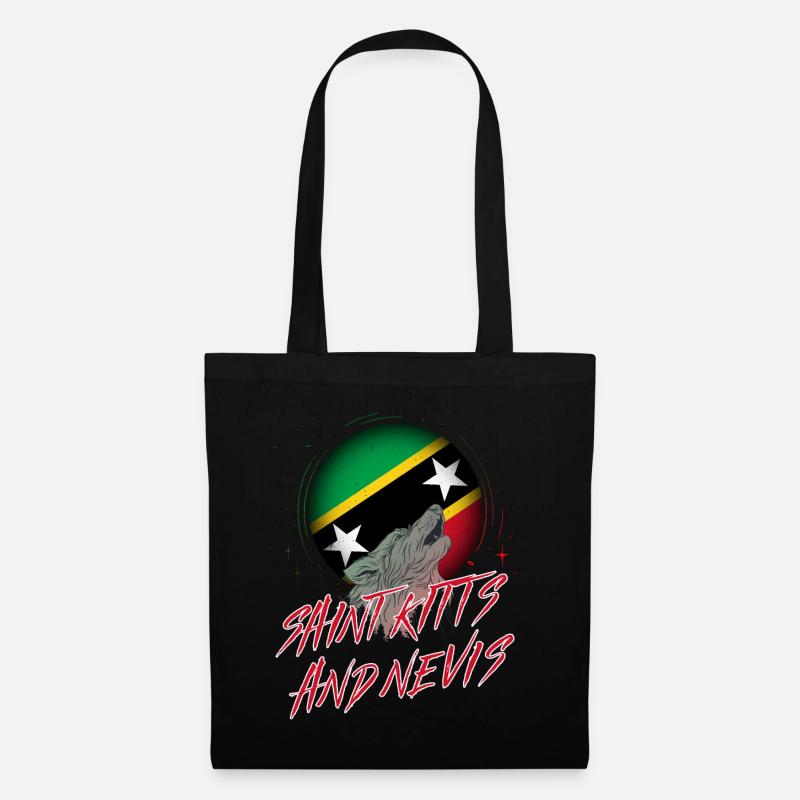 St. Kitts und Nevis - Stoffbeutel - Schwarz