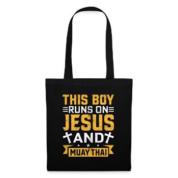 This Boy läuft auf Jesus und Muay Thai - Stoffbeutel - Schwarz - Vorne